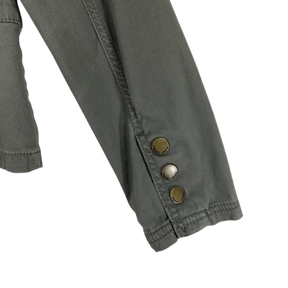 army green utility jacket mock neck snaps epaulettes sz medium Point Zero - Picture 10 of 14